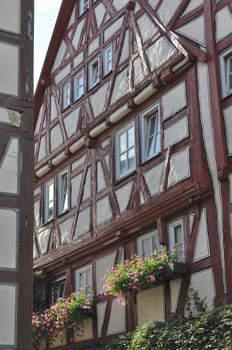 facade of old wattle house in city center