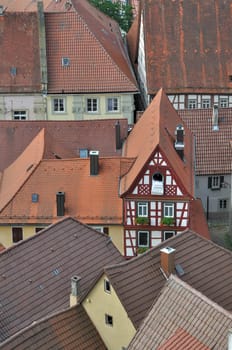 Aerial view of roofs of ancient city center
