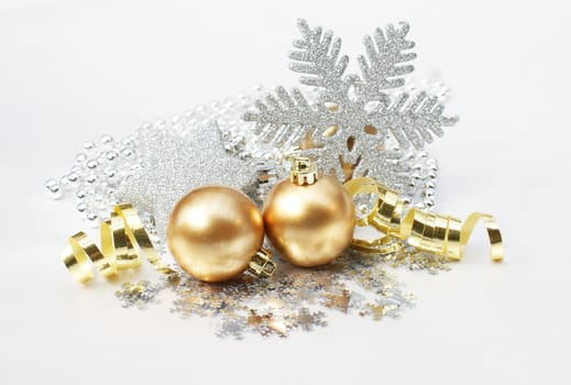 Decorative Christmas background with baubles and beads