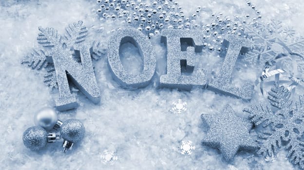 Christmas background with Noel in glittery letters