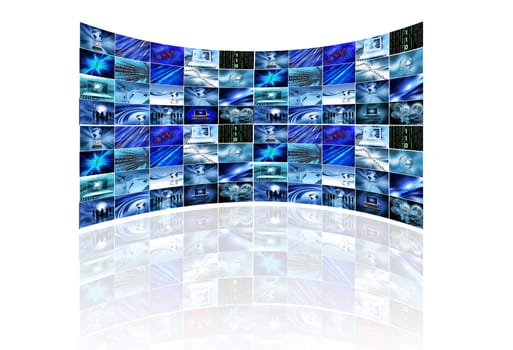 Multi screens showing various business images on white