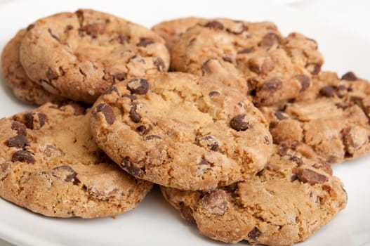 Closeup of Chocolate Cookies on White Plate