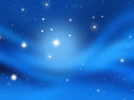 Christmas background of glowing stars in a night sky