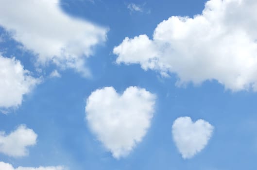 Clouds in the shape of hearts in a blue sky