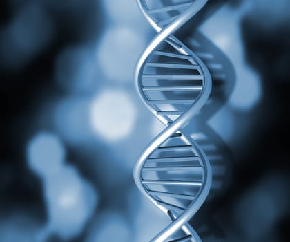 Colourful DNA strands on abstract background