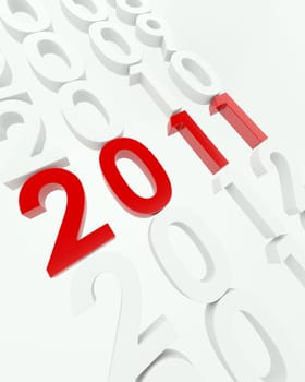 3D render depicting new year 2011transition