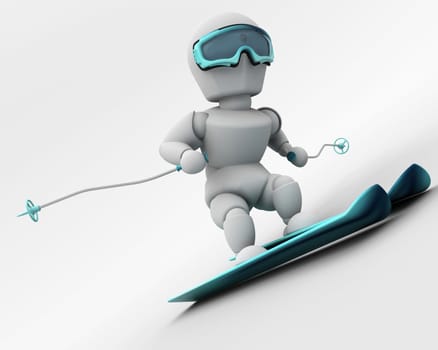 3D render of a man skiing