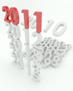 3D render depicting new year 2011transition