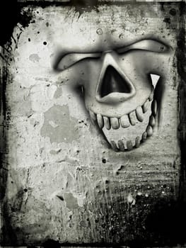 Grunge style background with evil skull