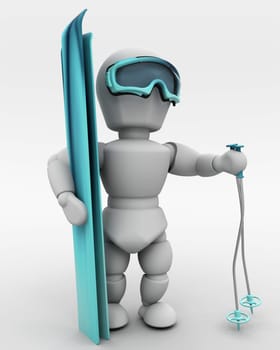 3D render of a man skiing