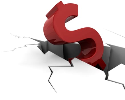 3D render depiciting financial market decline and crisis