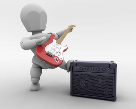 3D render of a man playing a guitar