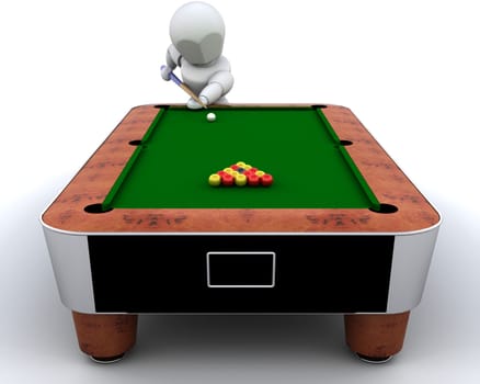 3D render of a man playing pool
