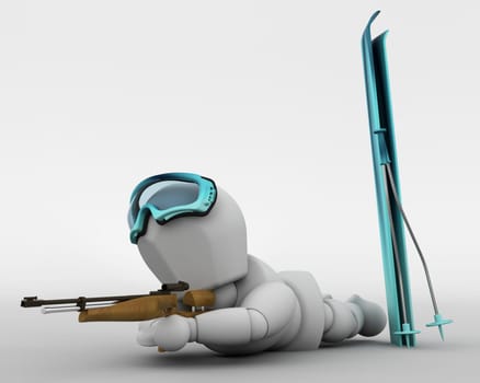 3D render of a man in the biathalon