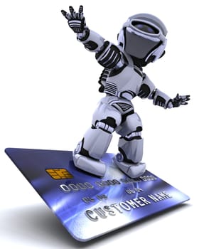 3D render of a robot and charge card