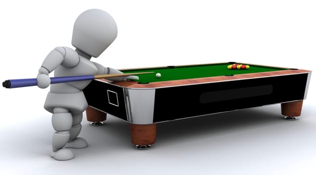 3D render of a man playing pool