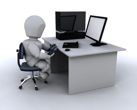 3d render of man playing computer games