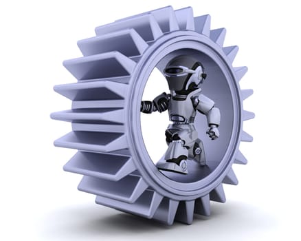 3d Render of robots with gear mechanism