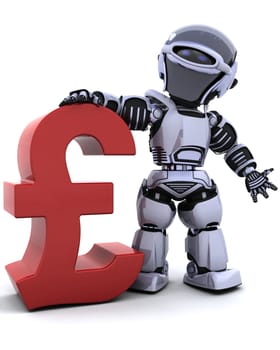 3d render of a robot with a symbol