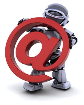 3d render of a robot with a symbol