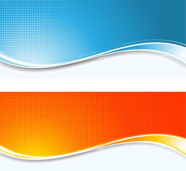 Abstract mosaic backgrounds in blue and orange