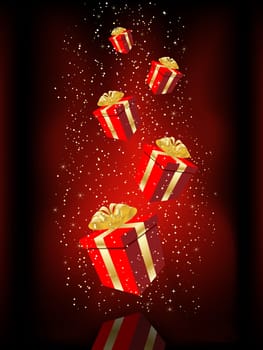 Background of falling Christmas gifts
