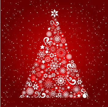 Chrstmas tree filled with snowflakes and stars