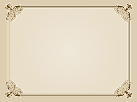 Decorative blank certificate design in sepia tones
