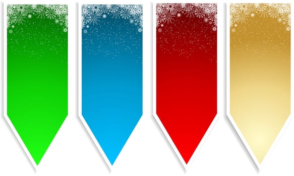 Collection of four different coloured Christmas labels