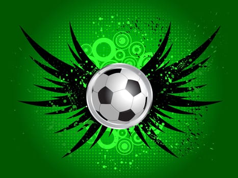 Football on a grunge style background with wings