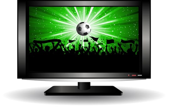 Silhouette of a football crowd on an LCD television