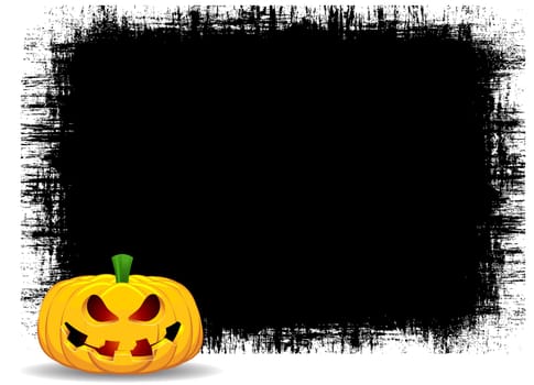 Spooky Jack O Lantern on a black grunge background