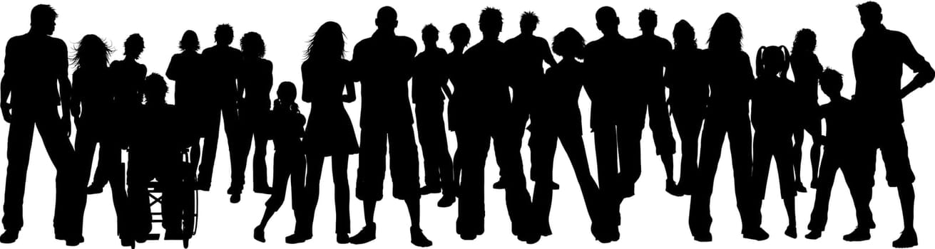 Silhouette of a huge crowd of people