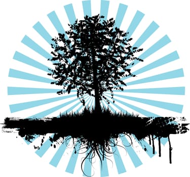 Abstract grunge background with a silhouette of a tree