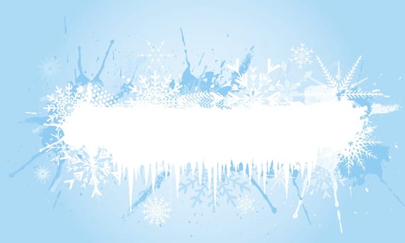 Grunge snowflake background with icicles