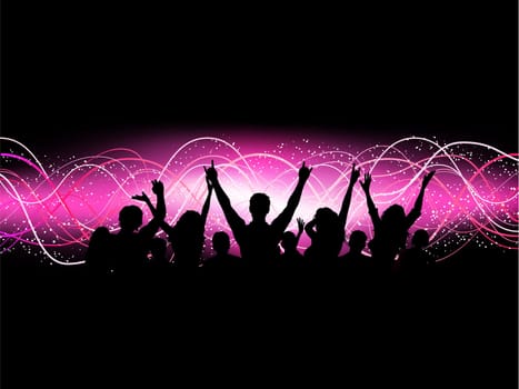 Silhouette of an excited crowd on an abstract background