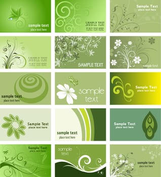 Large collection of business cards with a nature theme