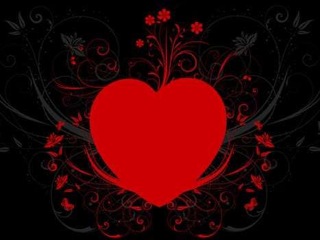 Decorative heart background with floral elements