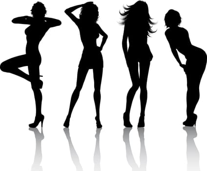 Silhouettes of sexy females