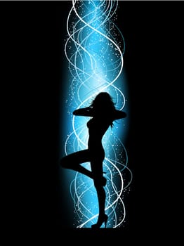 Silhouette of a sexy female on an abstract background