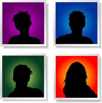 People avatars on brightly coloured backgrounds