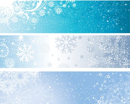 Various designs of decorative winter themed banners