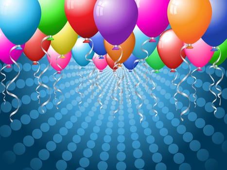 Holiday background with brightly coloured balloons