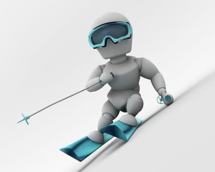 3D render of a man skiing