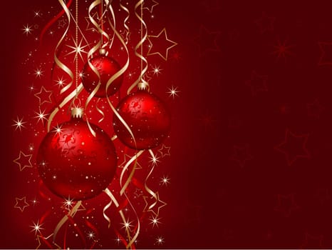 Decorative Christmas background with hanging baubles