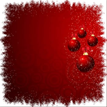 Christmas baubles on snowy background