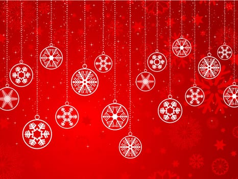 Decorative Christmas background with hanging snowflakes