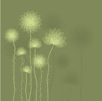 Decorative floral background in shades of green