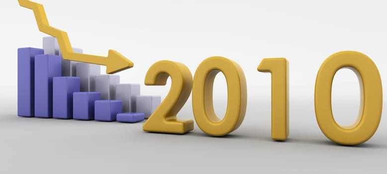 3D render of a graph indicating economic deline in 2010