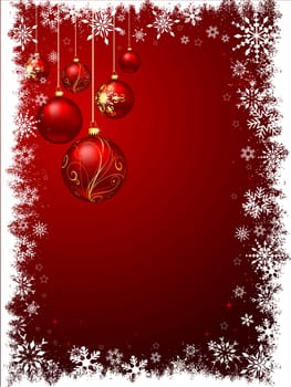 Decorative Christmas background with hanging baubles
